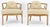 Wood Pair of New Gold Linen Upholstery Barrel Back Wrap Around Lounge Arm Chairs MINT For Sale - Image 7 of 14