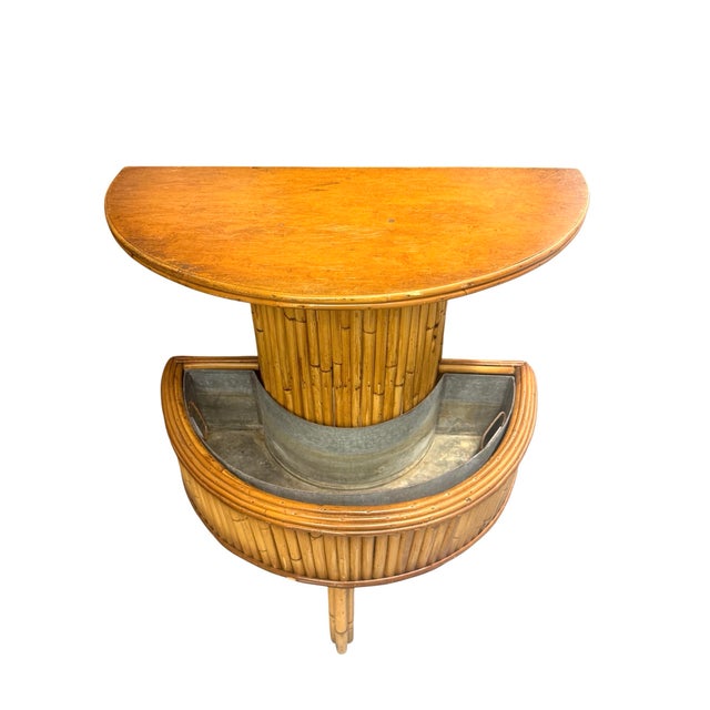 Late 20th Century Vintage Rattan Table With Planter or DryBar For Sale - Image 5 of 12