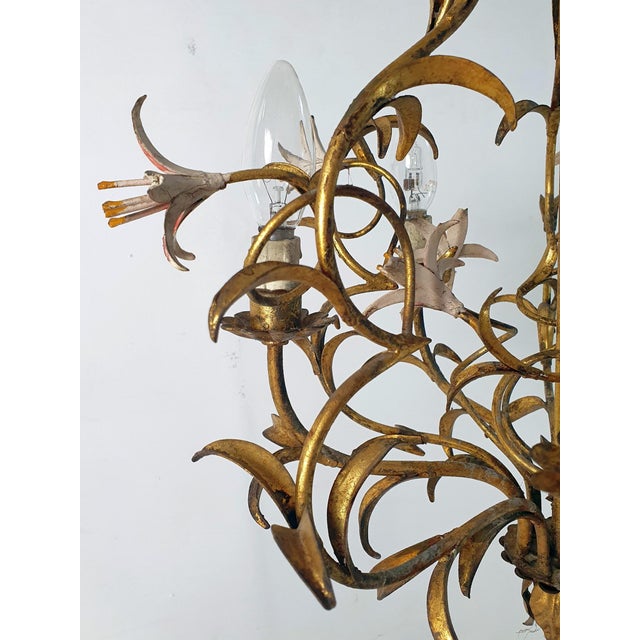 Metal Mid-Century Italian Tole Chandelier, 1950s For Sale - Image 7 of 16