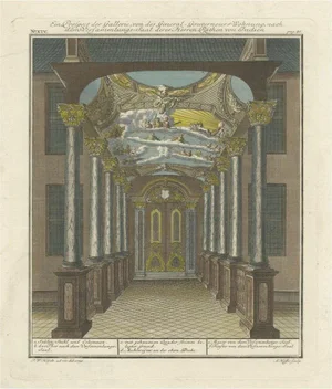 Johann Carl Tetschner, Interior of the Governor Generals Home on Java, 1739, Paper