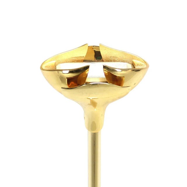 Gianfranco Frattini Gianfranco Frattini Brass Floor Lamp With Dimmer Scallop / Lotus Shade For Sale - Image 4 of 9