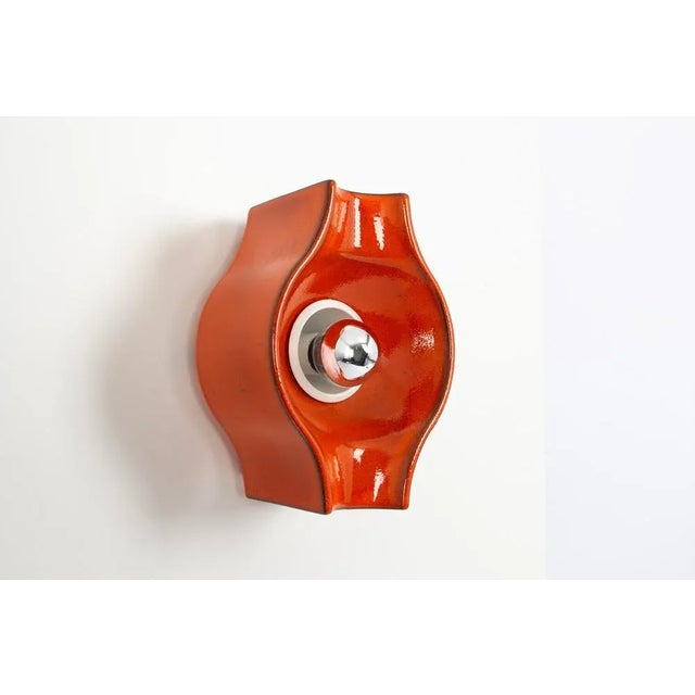 1970s Orange Ceramic Wall Light by Cari Zalloni, 1970s For Sale - Image 5 of 10