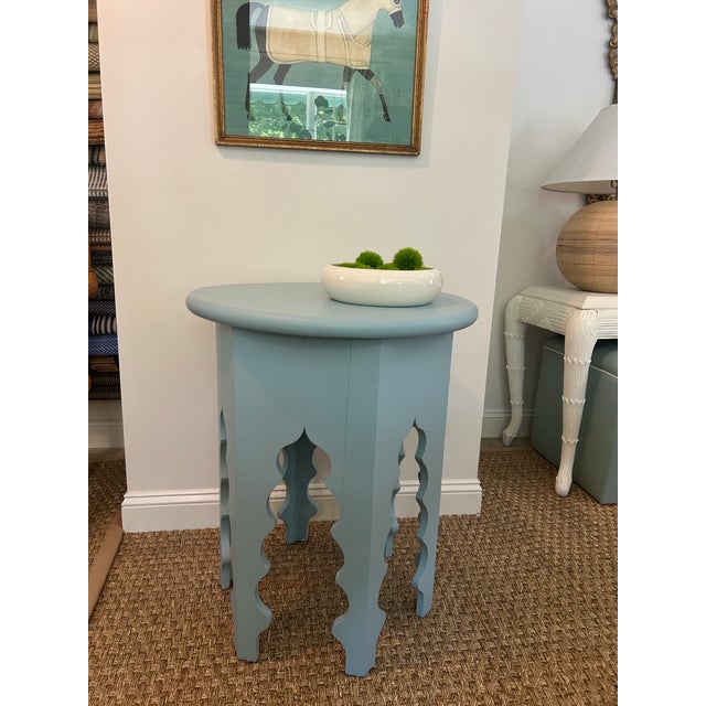 This fun coastal-cottage side table is a great addition to a coastal home or works cottage with its uniquely shaped base...