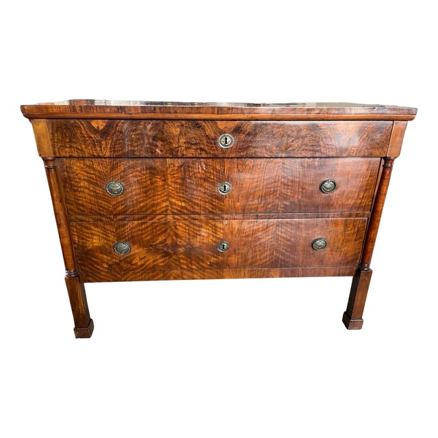 19th Century Empire Walnut Chest of Drawers For Sale