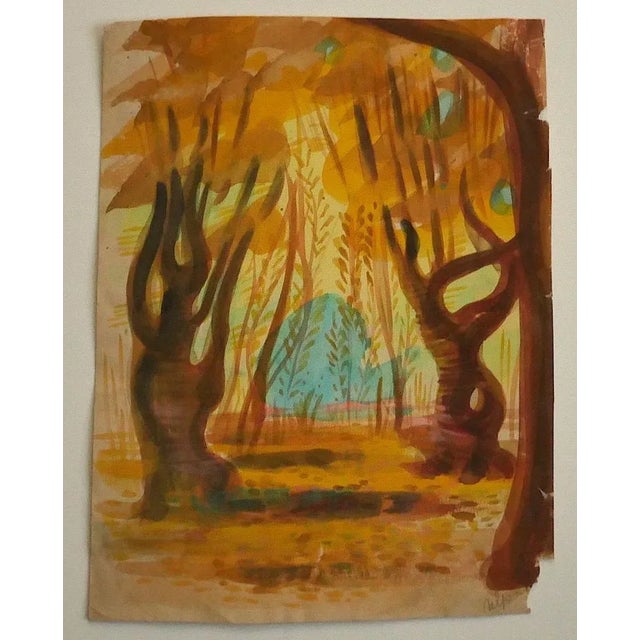 In the Wood is an original drawing in watercolor on paper, realized by Jean Delpech (1916-1988). The state of preservation...