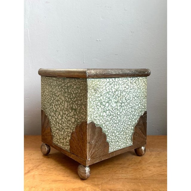Hollywood Regency Vintage Painted Cache Pot With Shell Detail For Sale - Image 3 of 12