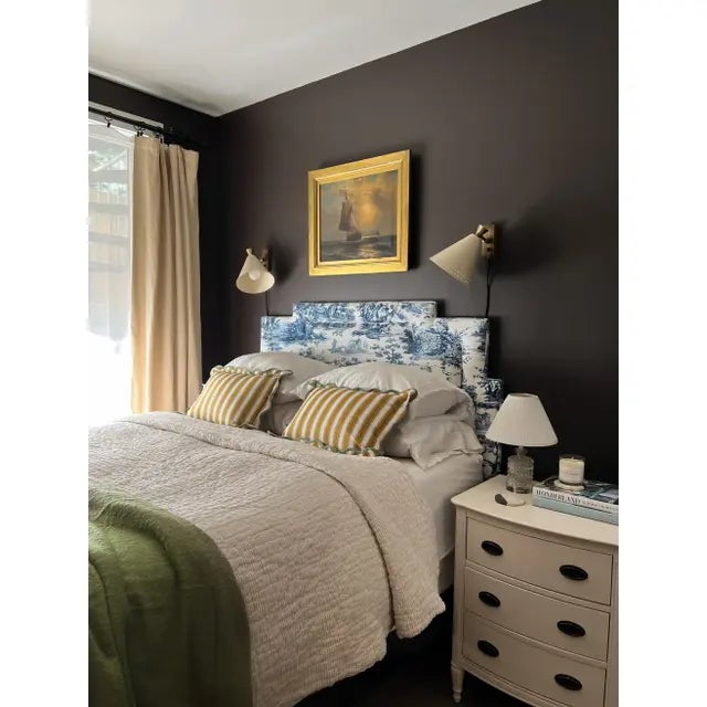 Gigi Blue Toile Upholstered King Headboard from Kevin Francis Design