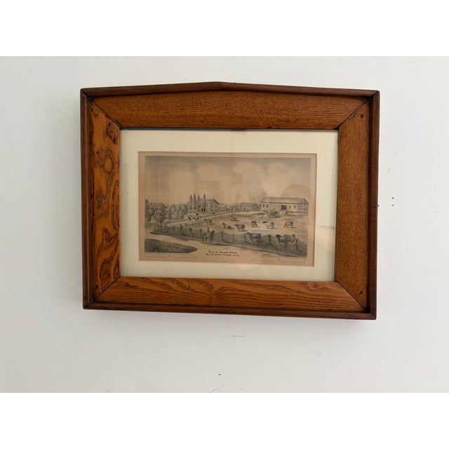 Antique “Residence of Allen Krieg” Farm Print – Solid Wood Framed Americana Scene For Sale - Image 4 of 13