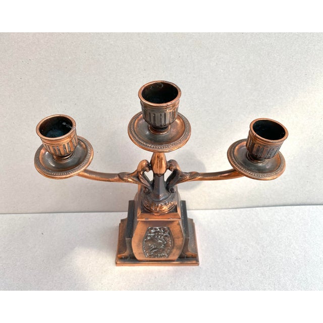 Triple Candleholder in Brass, Belgium, 1930s, Set of 2 For Sale - Image 6 of 10