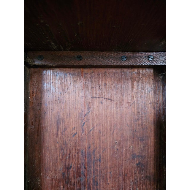 Pair of Antique Architectural Church Pew Benches, Turn of the Century Country Pine Two-Seater Settles For Sale - Image 15 of 16