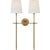 Thomas O'Brien for Visual Comfort Signature Bryant Large Double Tail Sconce in Hand-Rubbed Antique Brass with Linen Shades For Sale