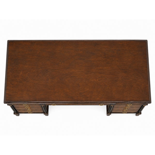 Baker Furniture Company Baker Neoclassical/Biedermeier Style Double-Pedestal Office Desk For Sale - Image 4 of 6