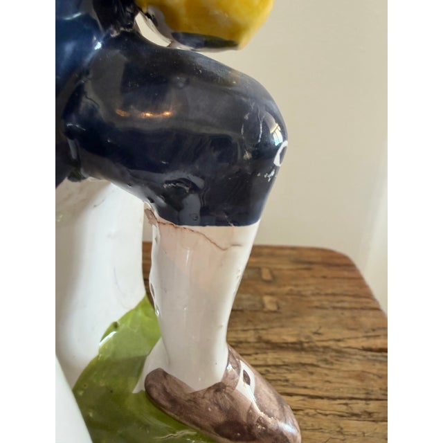 Vintage Pair of Handmade Majolica Farmer and FarmWife Toby Pitchers, Made in Portugal For Sale - Image 12 of 12