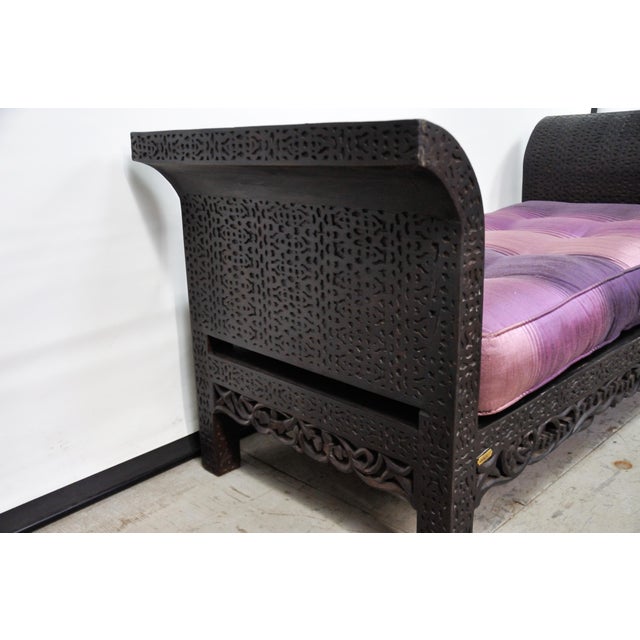 Carved Wood Moroccan Daybed With Cushion Chairish