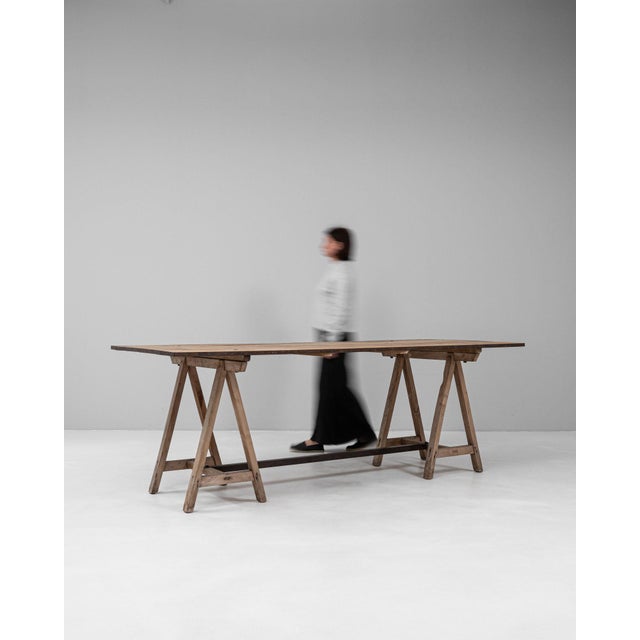 Here is a table, its natural weathered oak, A-frame leg the first thing to catch the eye. Originating in France during...