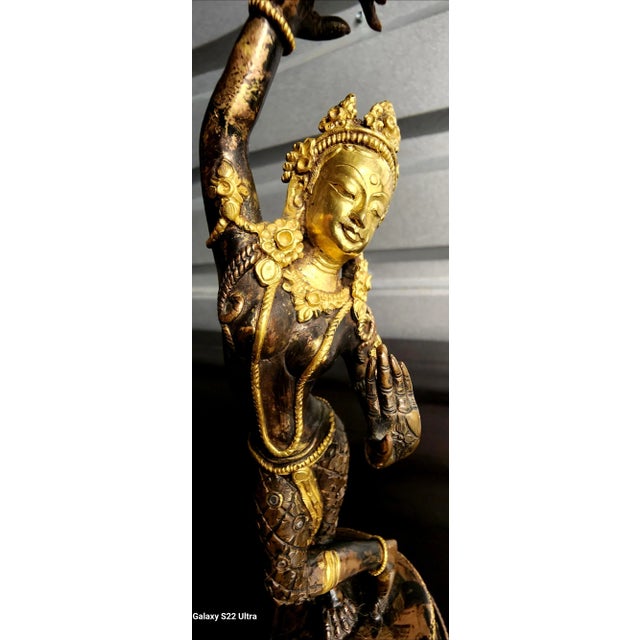 Vintage Hindu Dancing Goddess Hand-Painted Metal Statue Figurine For Sale In Los Angeles - Image 6 of 13
