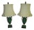 French Art Deco Green Tole Lamps - A Pair For Sale