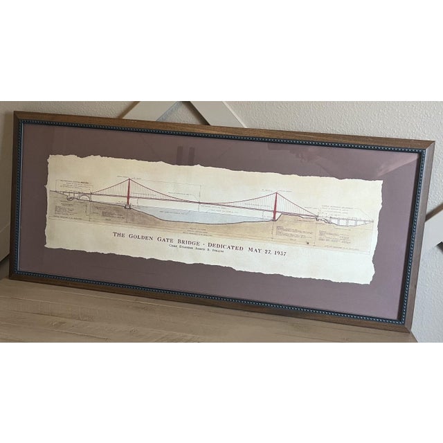 Large Vintage Framed Print of the Golden Gate Bridge in San Francisco California For Sale In Tampa - Image 6 of 11