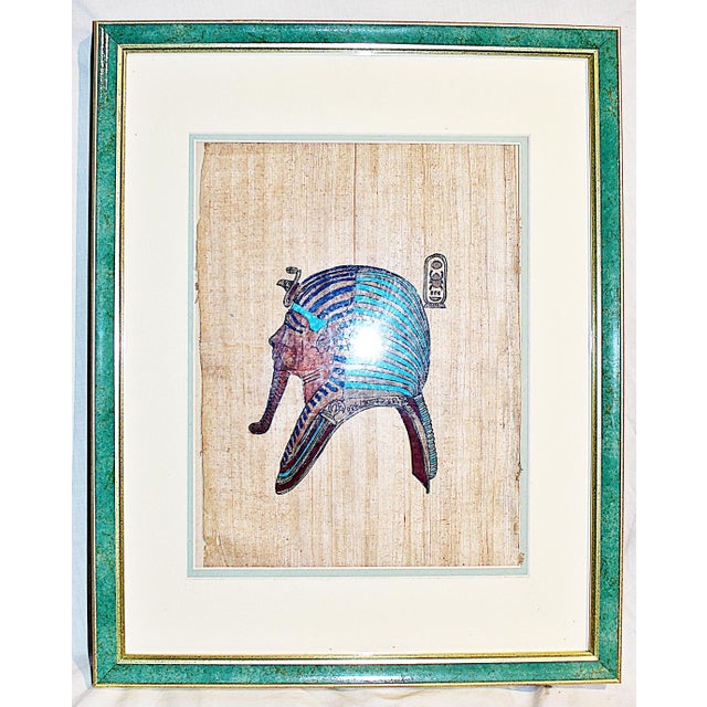 Traditional 1970s Egyptian Painting on Papyrus, King Tut For Sale - Image 3 of 4