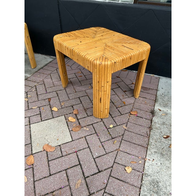 1970s 1970s Pair of Vintage Split Bamboo Waterfall Stands or Tables. For Sale - Image 5 of 7