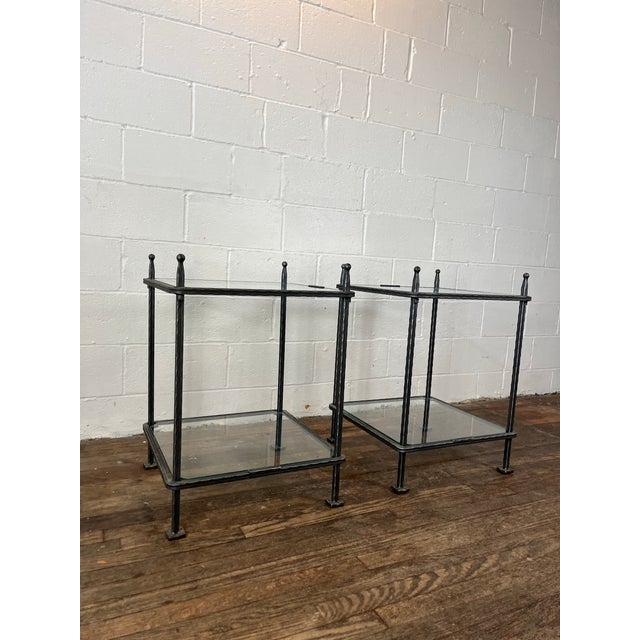 Mid-Century Modern Pair of Claudio Rayes Iron Side Tables For Sale - Image 3 of 7