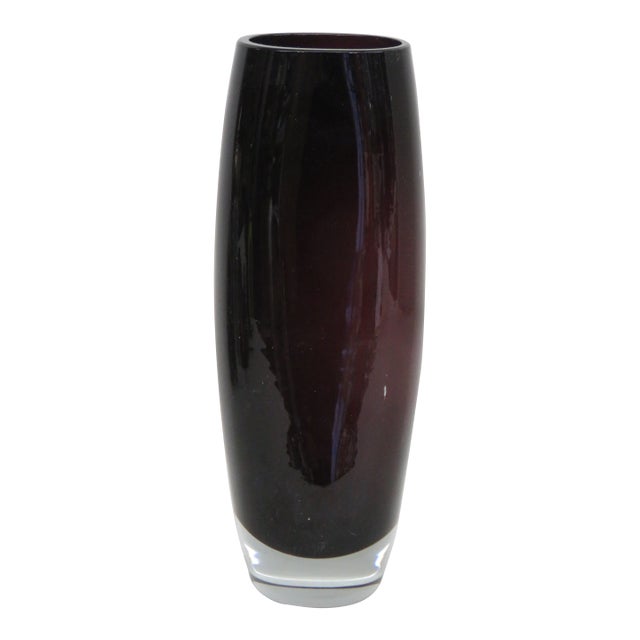 Amethyst Purple Decorative Vase Vintage Mid Century Modern Style Art Glass 4747b For Sale