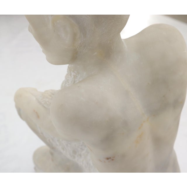 Mid-Century Modern Mid-Century Modern Carved Marble Sculpture on Walnut Base For Sale - Image 3 of 14