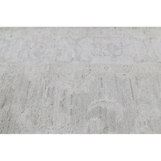 Handwoven Oushak Style Ivory Runner Rug 4'1" X 16'3" For Sale - Image 10 of 12