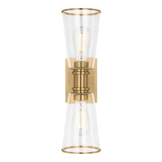 Chapman & Myers by Visual Comfort Studio Alessa 2-Light Bath Vanity Linear Sconce in Burnished Brass For Sale