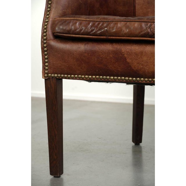 Desk Chair In Cognac-colored Cowhide Leather For Sale - Image 11 of 12