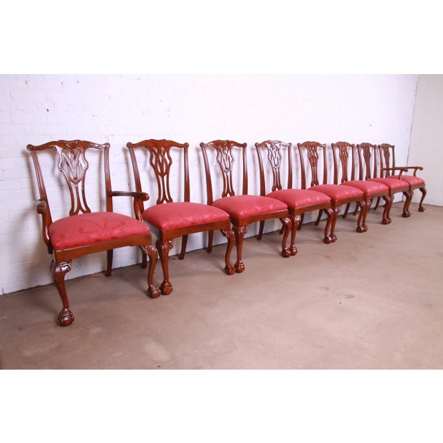 Councill Furniture Councill Furniture Chippendale Carved Mahogany Dining Chairs - Set of 8 For Sale - Image 4 of 13