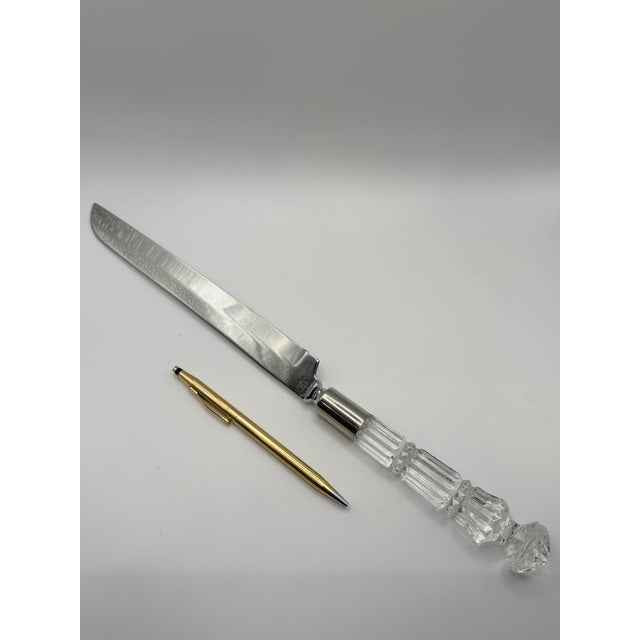 Vintage Japanese Stainless Steel Knife With Crystal Handle – Mid-Century Modern Barware Accent For Sale - Image 4 of 4