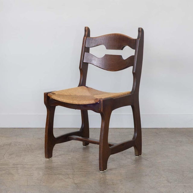 Guillerme et Chambron Vintage French Oak Dining Chairs in the Style of Guillerme & Chambron, Set of 6 For Sale - Image 4 of 16