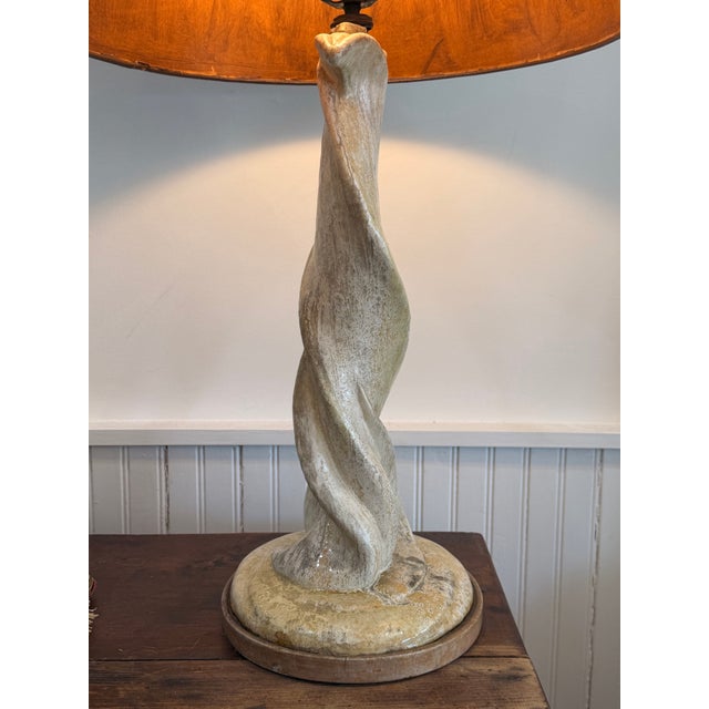 Mid-Century Modern Vintage Organic Ceramic Lamp For Sale - Image 3 of 9