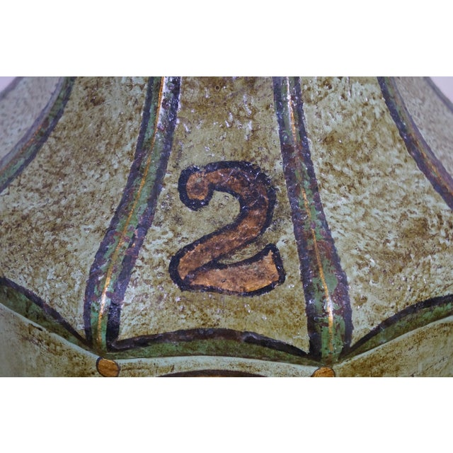 Late 20th Century Chinese Chinoiserie Green Gilt Toleware Tea Canister Caddy Banquet Lamps - a Pair For Sale - Image 12 of 18