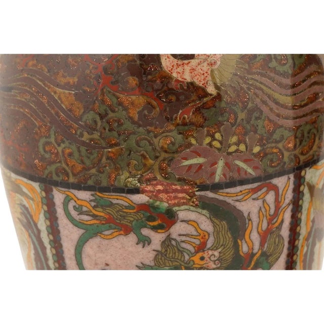 Japanese Japanese Cloisonne Enamel Meiji Translucent Red Dragon Vases, Honda School For Sale - Image 3 of 7