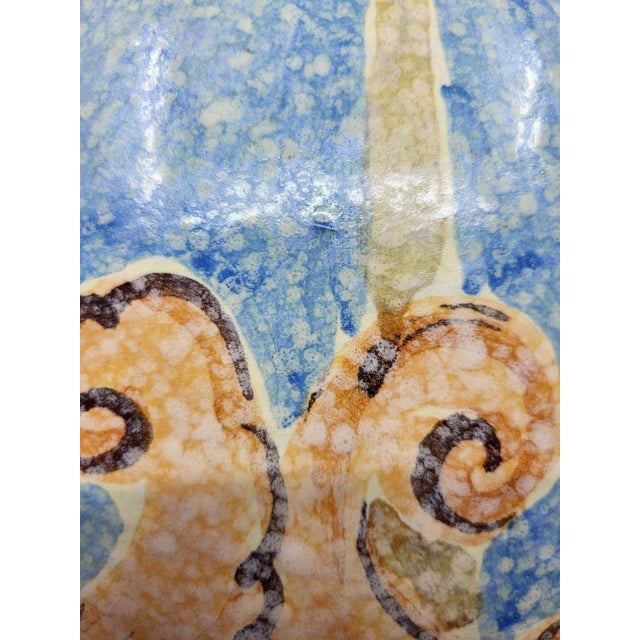 Blue Ceramic Lamp by Hubert Olivier, France, 1980s For Sale - Image 8 of 15