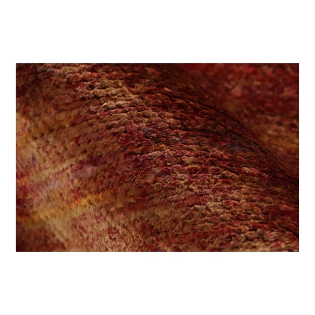 Textile Rug & Kilim’s Modern Textural Rug in Red and Gold Tones and Striae For Sale - Image 7 of 8