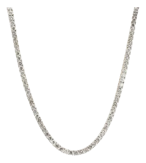 14k White Gold 14.44ct Round Diamond 4 Prongs Matinee Chain Tennis Necklace