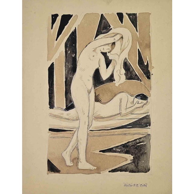 Paul Emile Colin, Two Nude Women, Mixed Media For Sale - Image 4 of 4