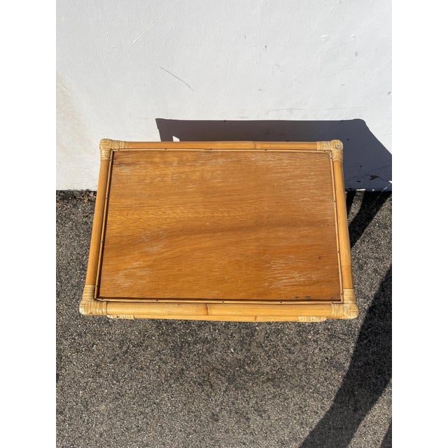 Set of 2 Nesting Tables Faux Bamboo Rattan Chinoiserie Coffee Accent Tables For Sale In Los Angeles - Image 6 of 10