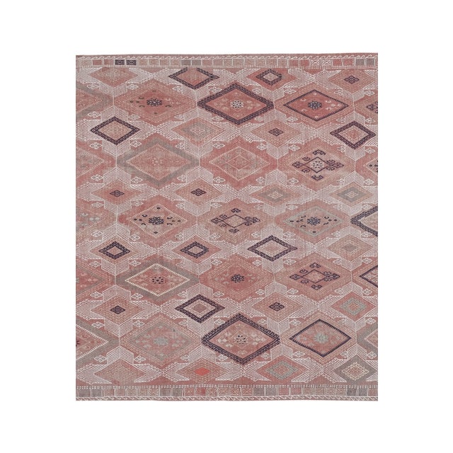 1960s 1960s Vintage PasteL Turkish Jajim Kilim Rug 5'5'' X 7'1'' For Sale - Image 5 of 13