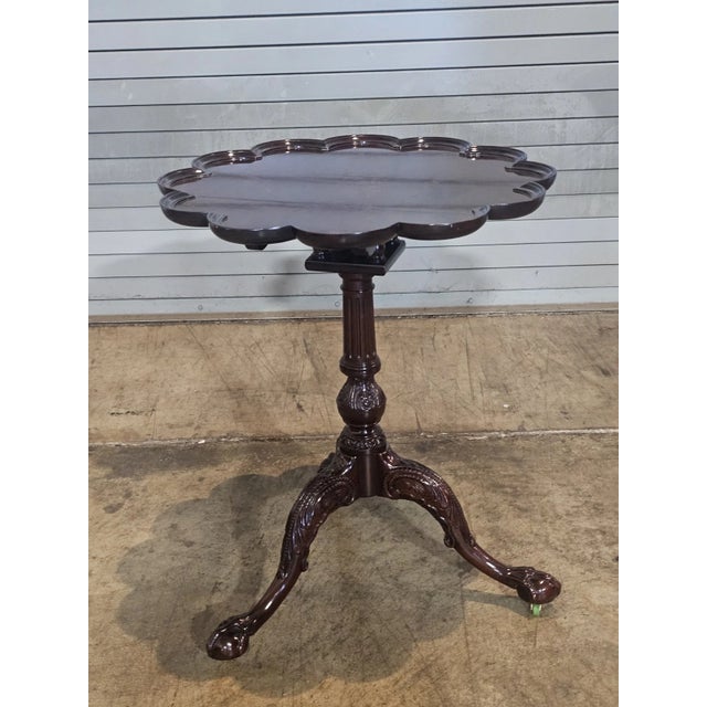 Wood Baker Stately Home Chippendale Mahogany Pie Crust Table Claw and Ball Feet For Sale - Image 7 of 11