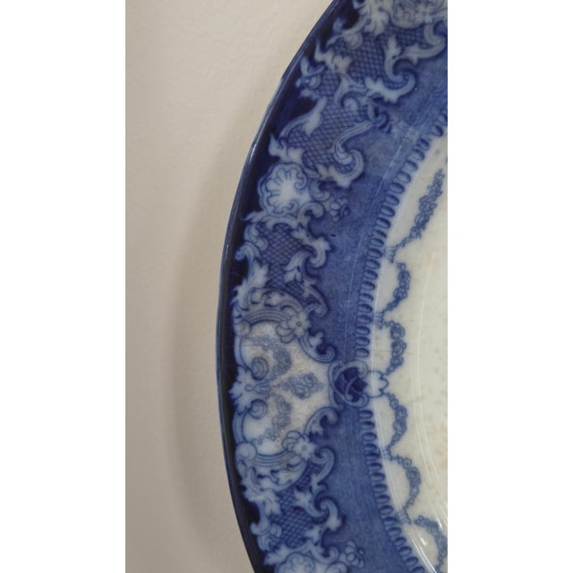 Ceramic Antique Doulton Burslem Watteau Flow Blue Platter, Circa 1890 For Sale - Image 7 of 18