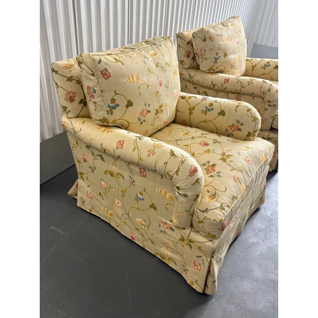 Scalamadre "Millefiori" Floral Upholstered Rolled Arm Club Chairs - A Pair For Sale - Image 4 of 12
