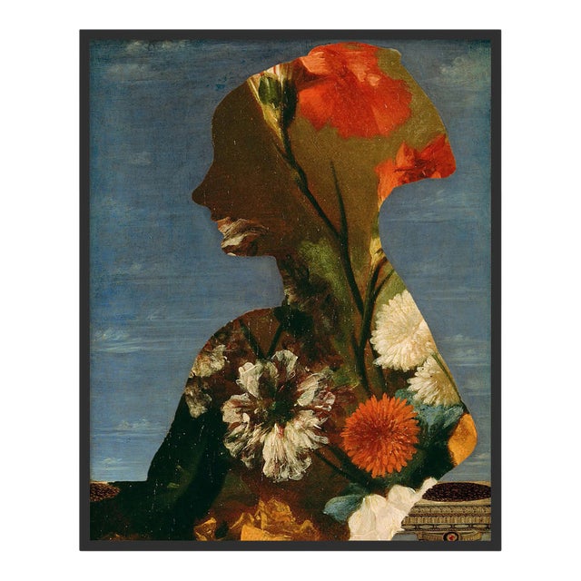 Floral Silhouette 2 by Lara Fowler in Black Frame, XS Art Print For Sale