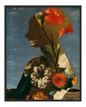 Floral Silhouette 2 by Lara Fowler in Black Frame, XS Art Print