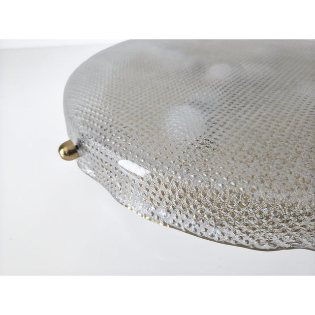 Vintage Textured Glass and Brass Flush Mount from Hillebrand Leuchten, Germany, 1970s For Sale - Image 6 of 18
