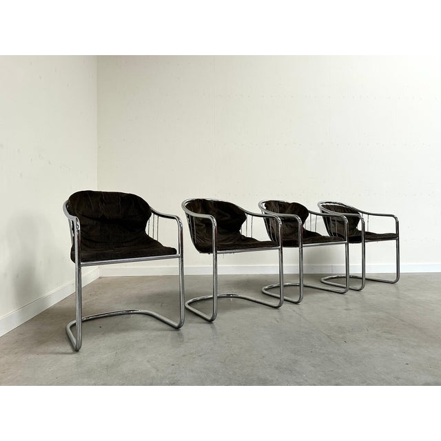 Vintage Italian Cantilever Dining Chairs by Gastone Rinaldi for Rima, 1980s, Set of 4 For Sale - Image 14 of 14