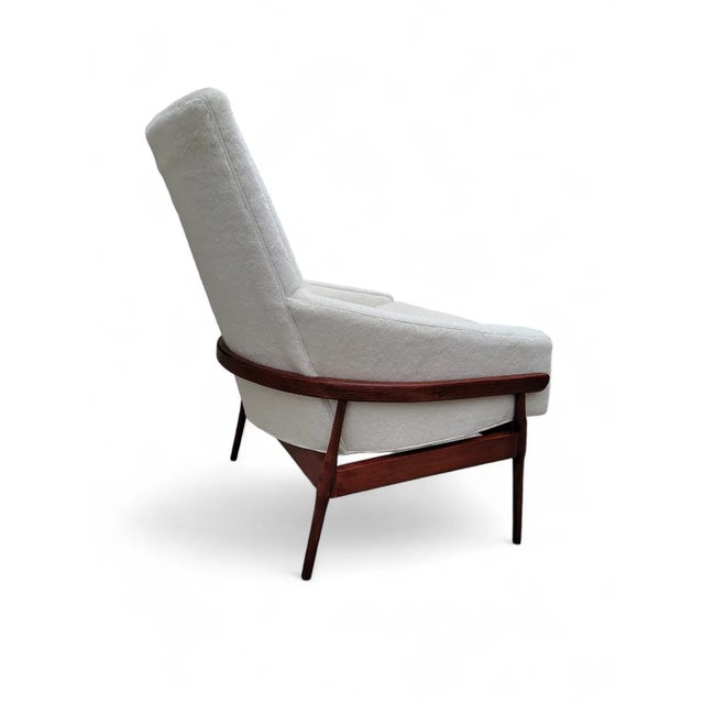 Lawrence Peabody MCM High Barrel Back Lounge Chair by Fairfield Chair Co. Newly Reupholstered For Sale - Image 4 of 5